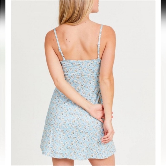 Altar’d State Mirabel Blue Ditsy Floral Soft Adjustable Strap Mini Dress - Picture 3 of 9